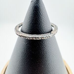 Vintage Band Textured Sterling Silver 925 Handmade Artisan Brutalist Patina